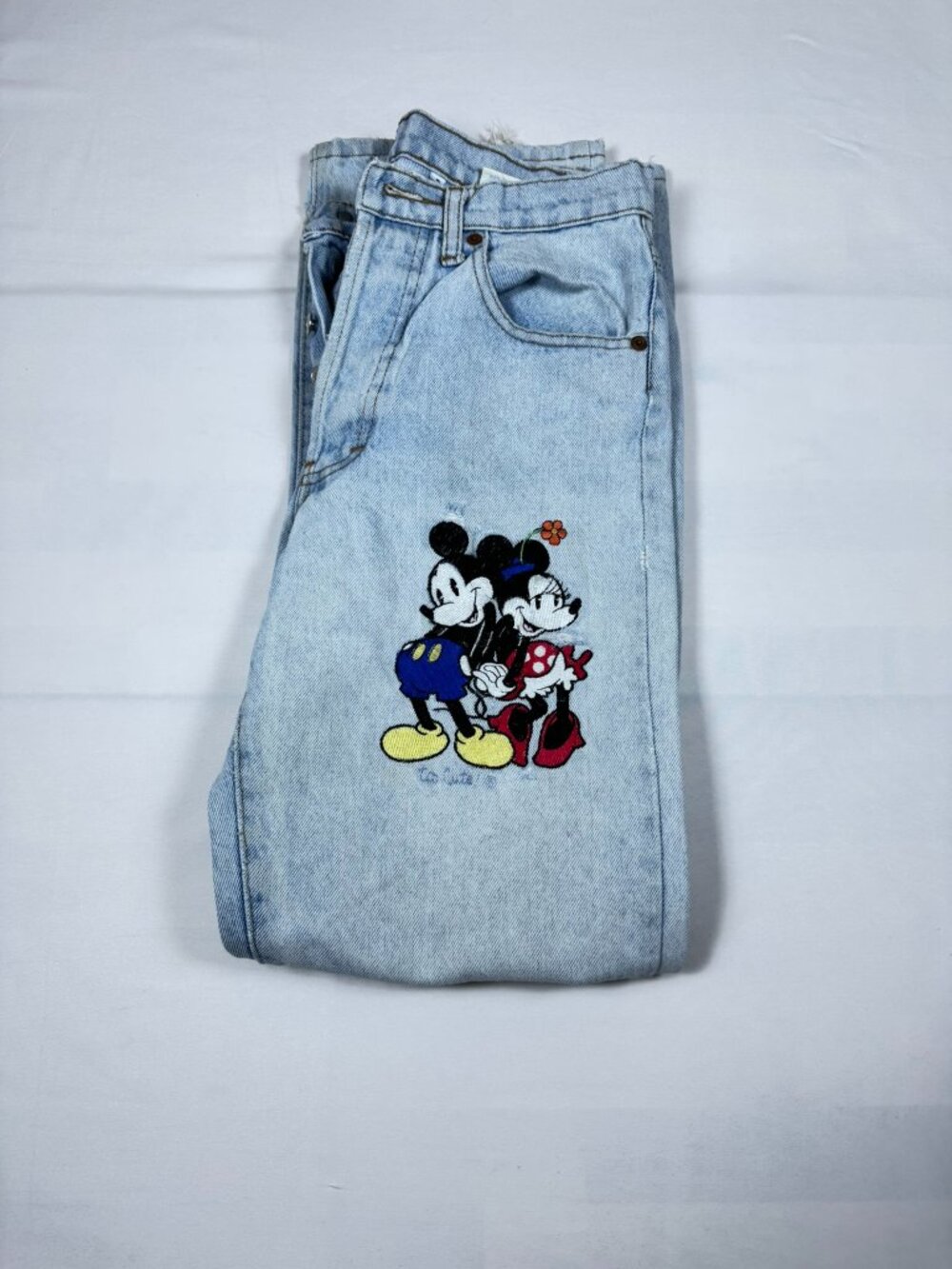 Vintage 90s Disney Mickey Minnie Too Cute Jeans Made USA Size S